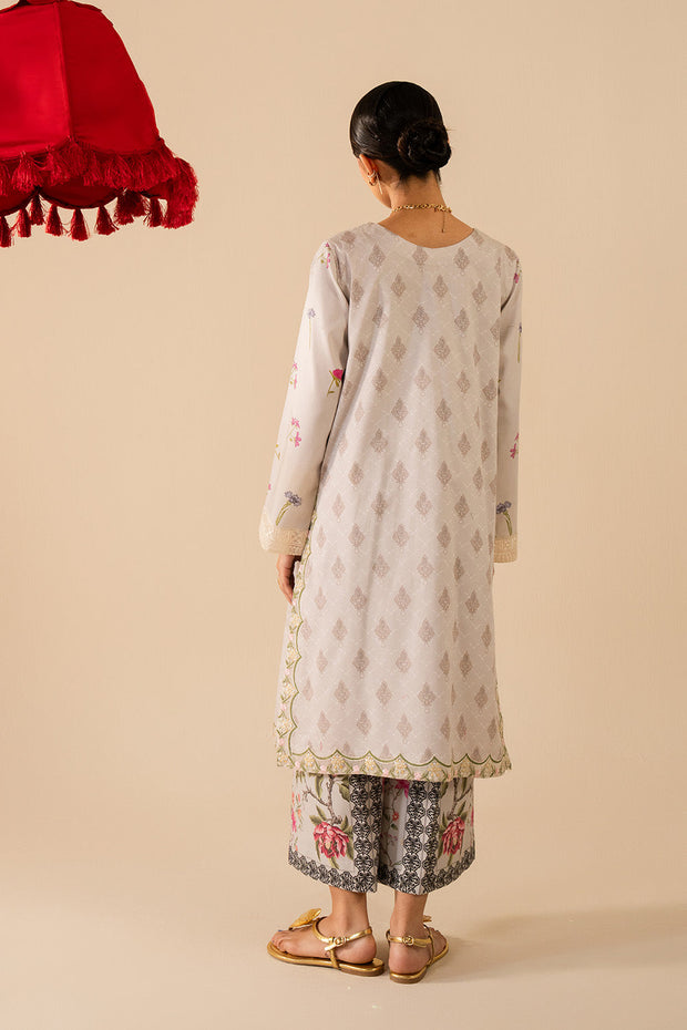 Grey Printed Lawn Pakistani Designer Dress