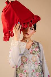 Grey Printed Lawn Pakistani Designer Dress