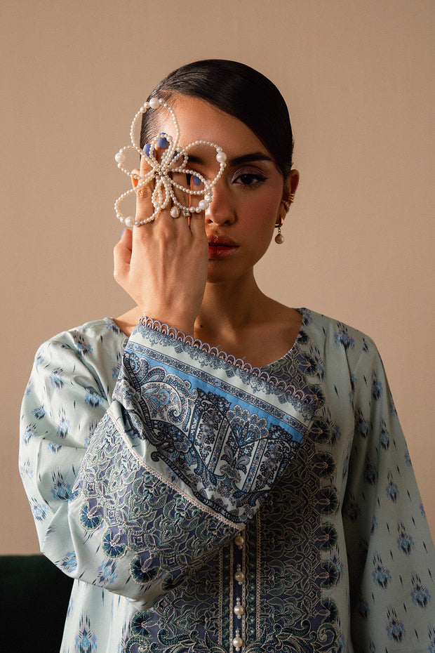 Light Blue Embroidered Lawn Pakistani Designer Dress