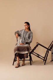 Beige Embroidered Lawn Ensemble Pakistani Dress