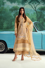 Yellow Embroidered Silk Ensemble Pakistani Party Dress