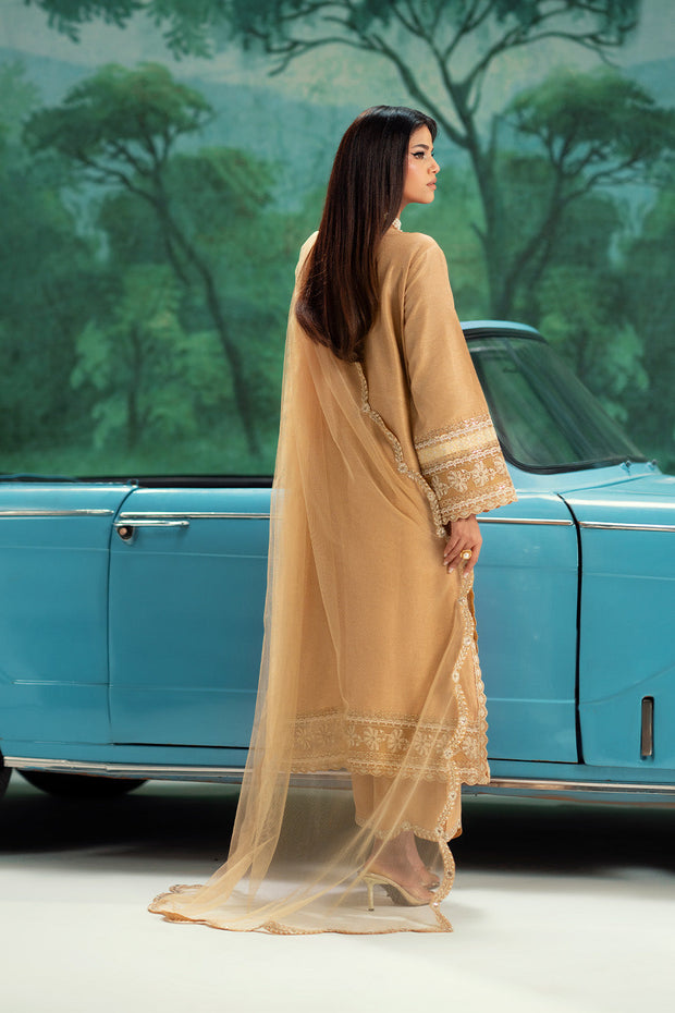Yellow Embroidered Silk Ensemble Pakistani Party Dress