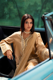 Yellow Embroidered Silk Ensemble Pakistani Party Dress