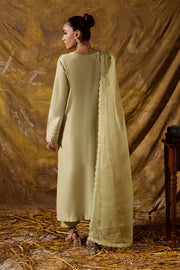 Lime Embroidered Organza Ensemble With Dupatta Pakistani Party