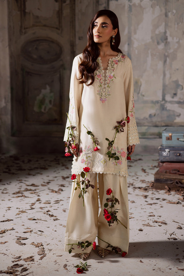 Ivory Embroidered Organza Ensemble With Dupatta Pakistani