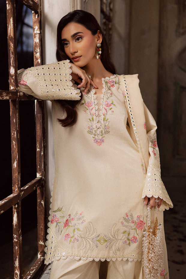 Ivory Embroidered Organza Ensemble With Dupatta Pakistani