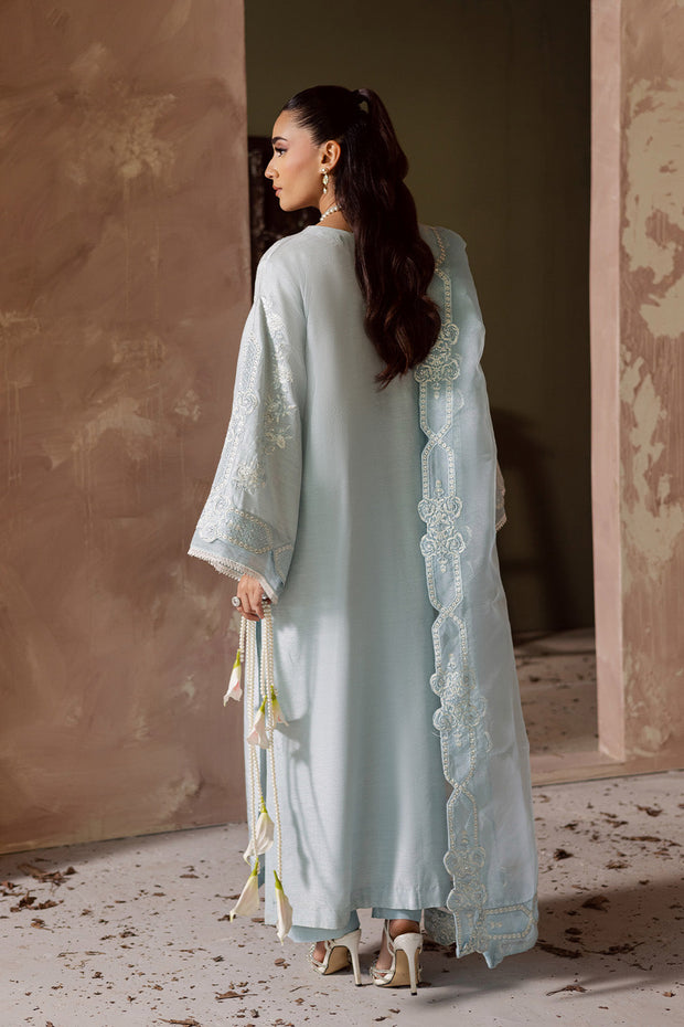 Grey Embroidered Organza Ensemble With Dupatta Pakistani Dress
