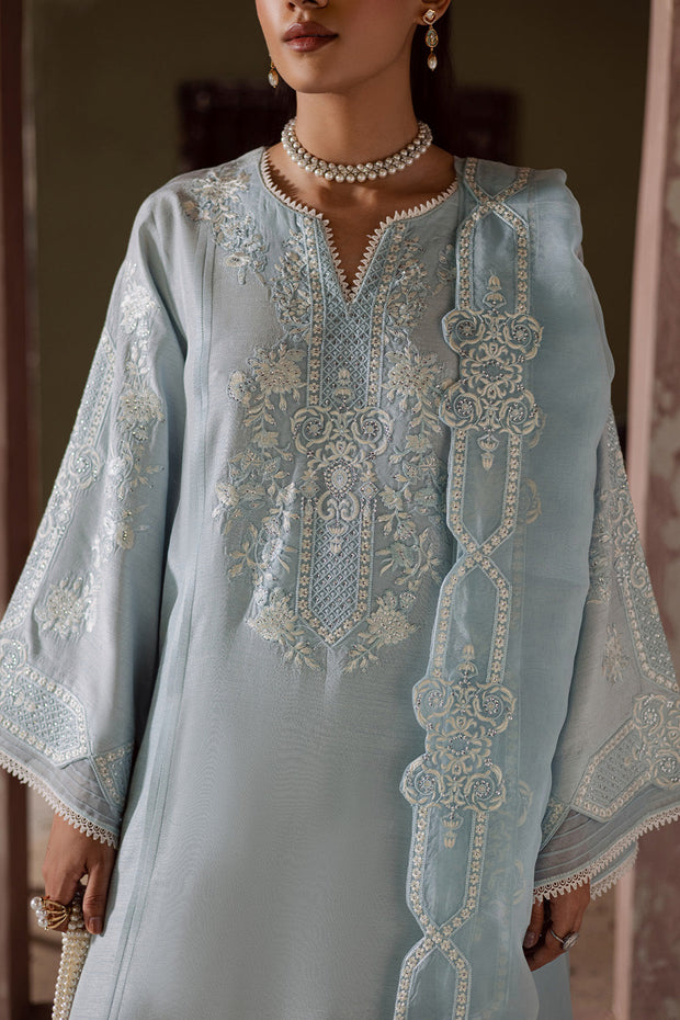 Grey Embroidered Organza Ensemble With Dupatta Pakistani Dress