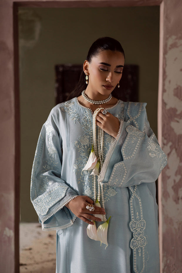 Grey Embroidered Organza Ensemble With Dupatta Pakistani Dress