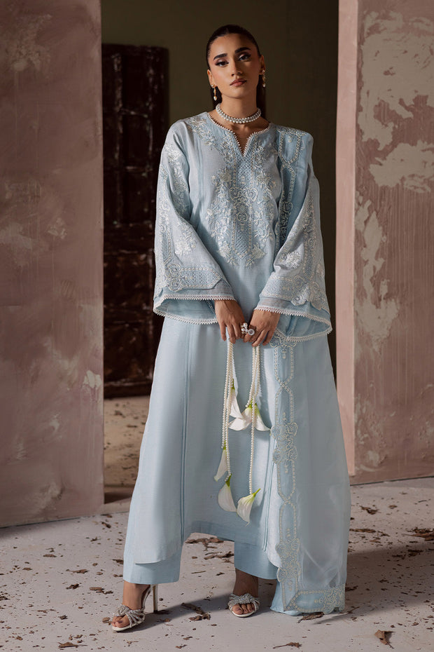 Grey Embroidered Organza Ensemble With Dupatta Pakistani Dress