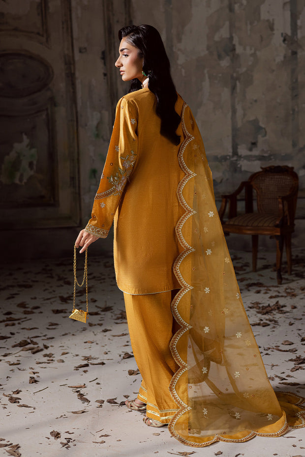Charcoal Embroidered Organza Ensemble With Dupatta Pakistani