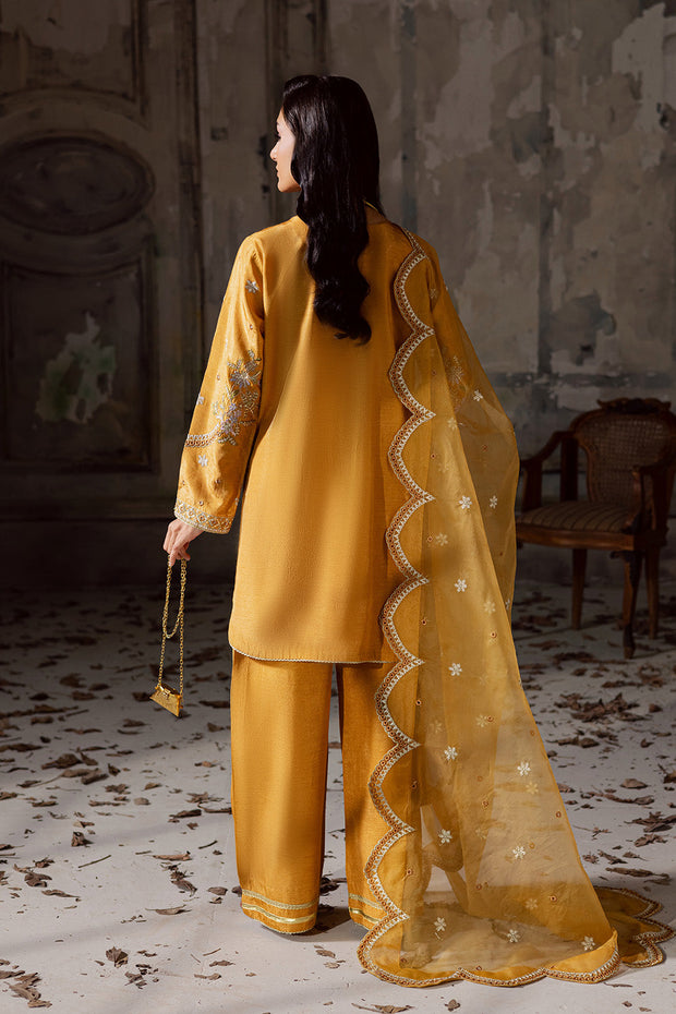 Charcoal Embroidered Organza Ensemble With Dupatta Pakistani