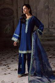 Blue Embroidered Organza Ensemble With Dupatta Pakistani