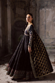 Black Embroidered Cotton Gown With Dupatta Pakistani Dress