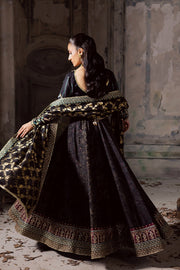 Black Embroidered Cotton Gown With Dupatta Pakistani Dress