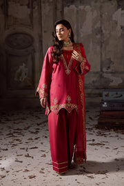 Red Embroidered Organza Ensemble With Dupatta Pakistani Party