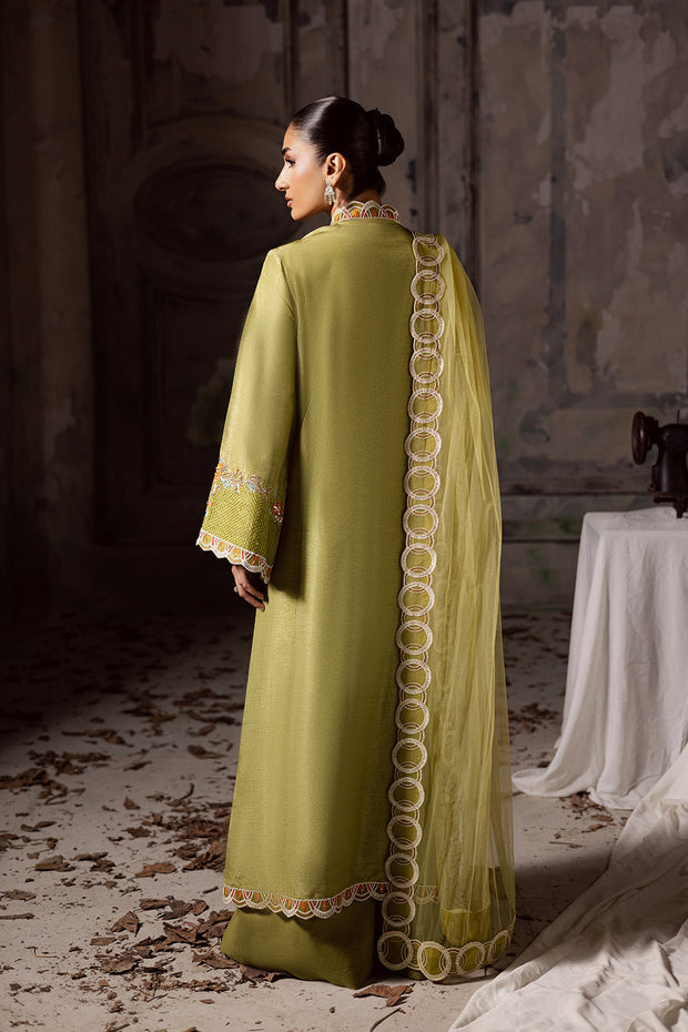 Green Embroidered Silk Ensemble With Dupatta Pakistani Designer
