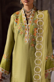Green Embroidered Silk Ensemble With Dupatta Pakistani Designer