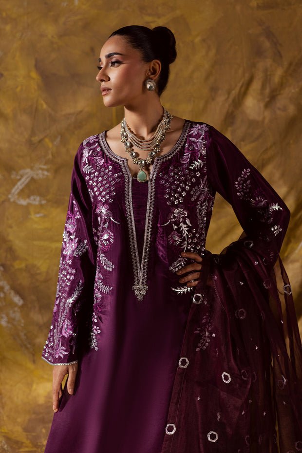 Olive Green Embroidered Organza Ensemble With Dupatta Pakistani