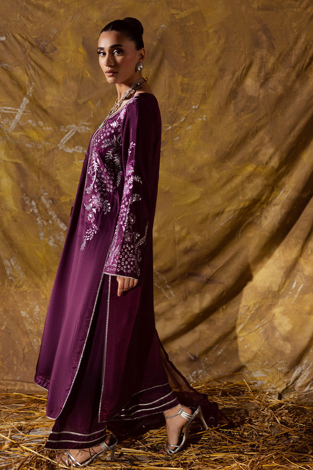 Olive Green Embroidered Organza Ensemble With Dupatta Pakistani