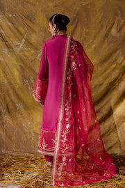 Red Embroidered Organza Ensemble With Dupatta Pakistani