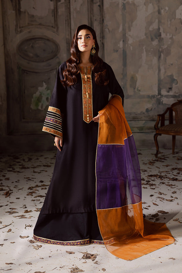 Black Embroidered Organza Ensemble With Dupatta Pakistani Dress