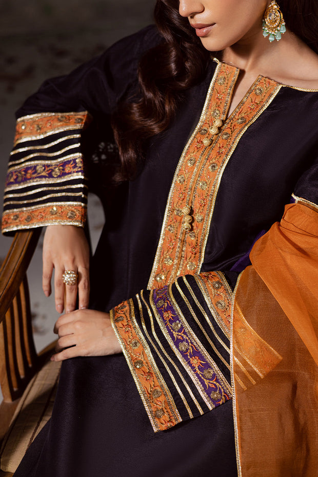 Black Embroidered Organza Ensemble With Dupatta Pakistani Dress