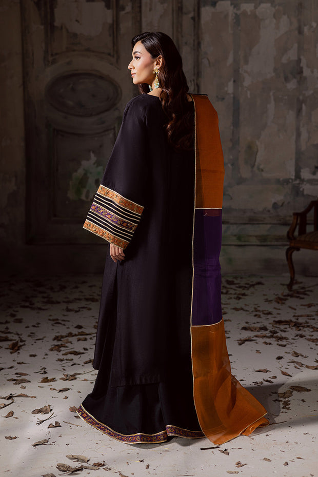 Black Embroidered Organza Ensemble With Dupatta Pakistani Dress
