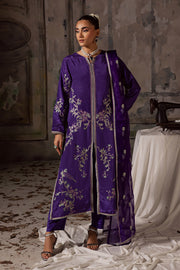 Purple Embroidered Organza Ensemble With Dupatta Pakistani