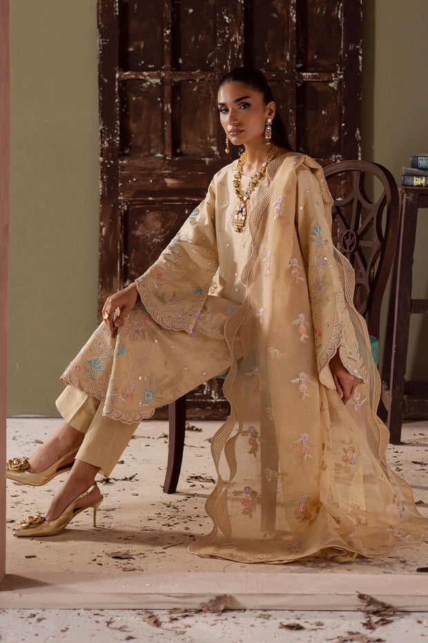 Grey Embroidered Organza Ensemble With Dupatta Pakistani