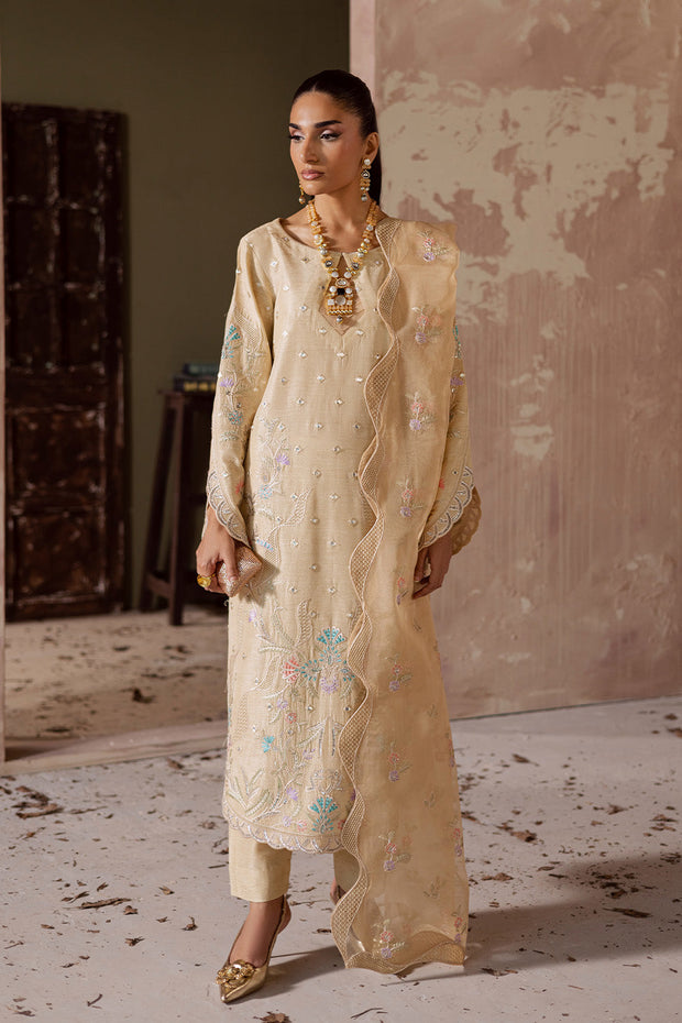 Grey Embroidered Organza Ensemble With Dupatta Pakistani