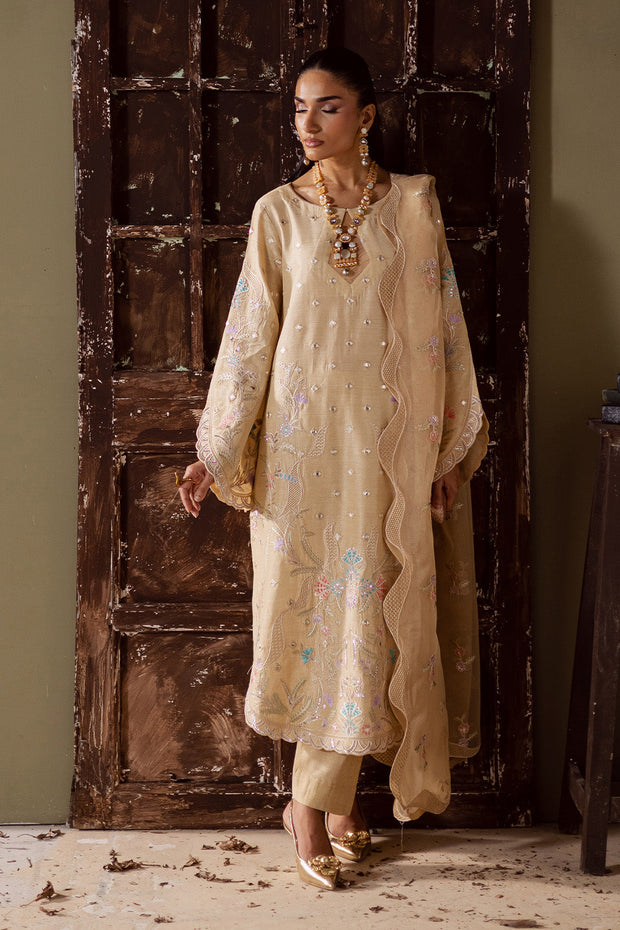 Grey Embroidered Organza Ensemble With Dupatta Pakistani