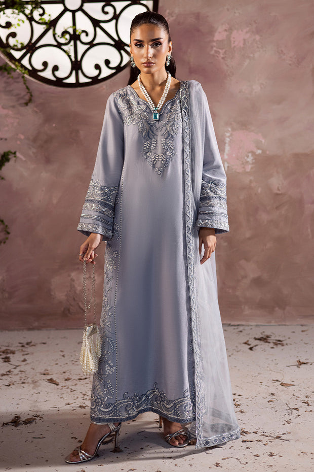 Charcoal Embroidered Silk Ensemble With Dupatta Pakistani Dress