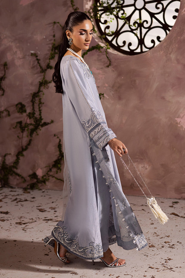Charcoal Embroidered Silk Ensemble With Dupatta Pakistani Dress