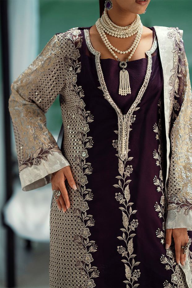 Silver Embroidered Organza Ensemble With Dupatta Pakistani