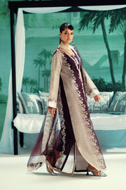 Silver Embroidered Organza Ensemble With Dupatta Pakistani