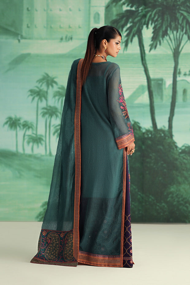Orange Embroidered Cotton Ensemble Pakistani Dress