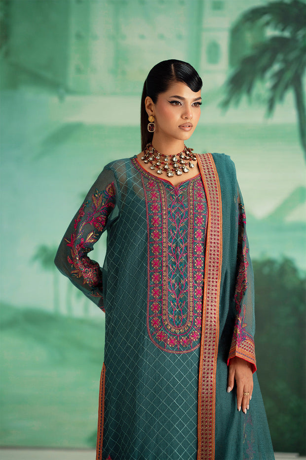 Orange Embroidered Cotton Ensemble Pakistani Dress