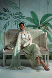 Green Embroidered Net Ensemble Pakistani Designer Dress