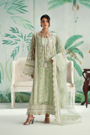 Green Embroidered Net Ensemble Pakistani Designer Dress