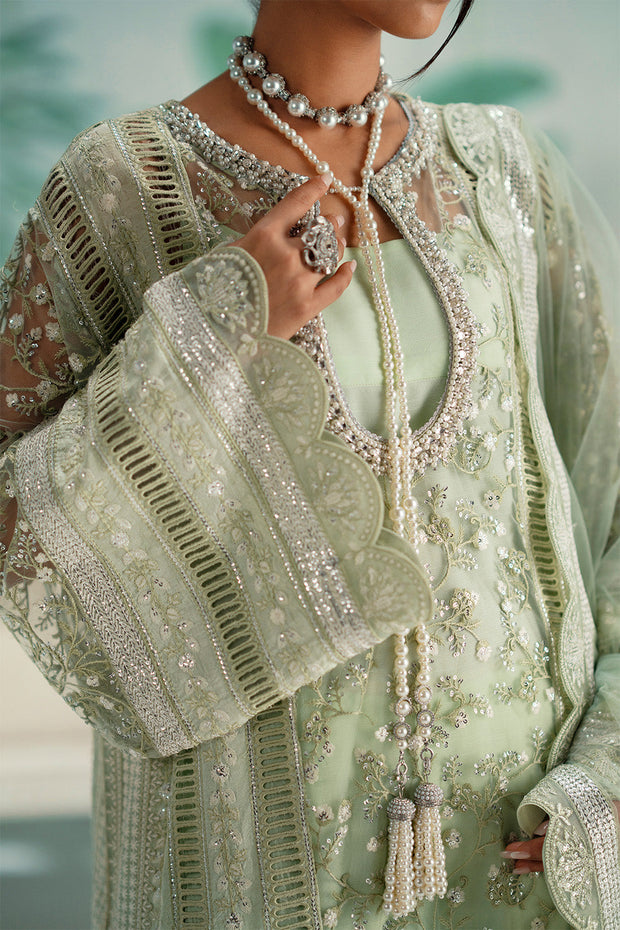 Green Embroidered Net Ensemble Pakistani Designer Dress