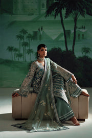 Turquoise Embroidered Organza Ensemble Pakistani Dress