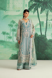 Turquoise Embroidered Organza Ensemble Pakistani Dress
