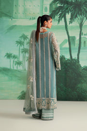 Turquoise Embroidered Organza Ensemble Pakistani Dress