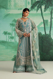 Turquoise Embroidered Organza Ensemble Pakistani Dress