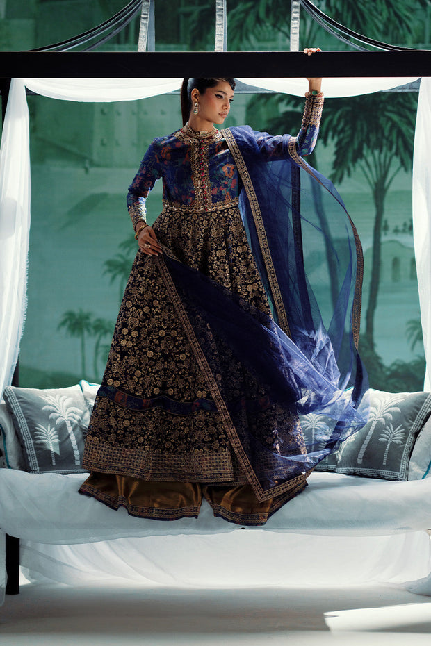 Grey Embroidered Organza Gown Pakistani Party Dress
