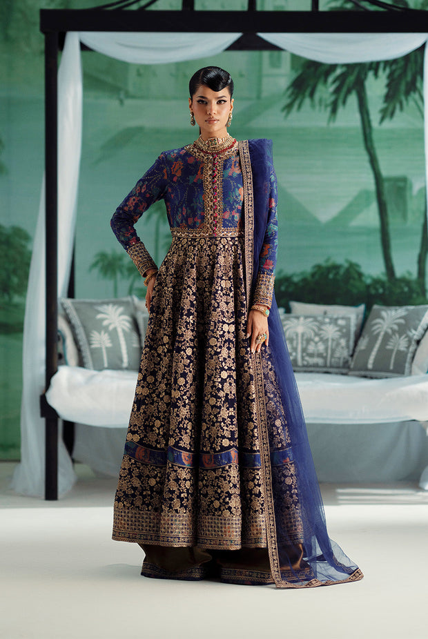 Grey Embroidered Organza Gown Pakistani Party Dress