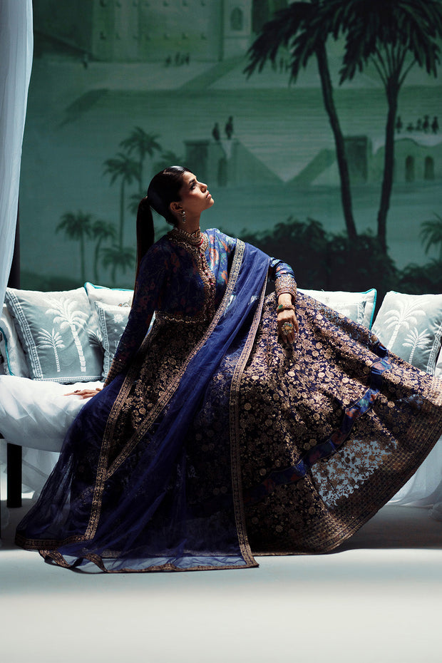 Grey Embroidered Organza Gown Pakistani Party Dress