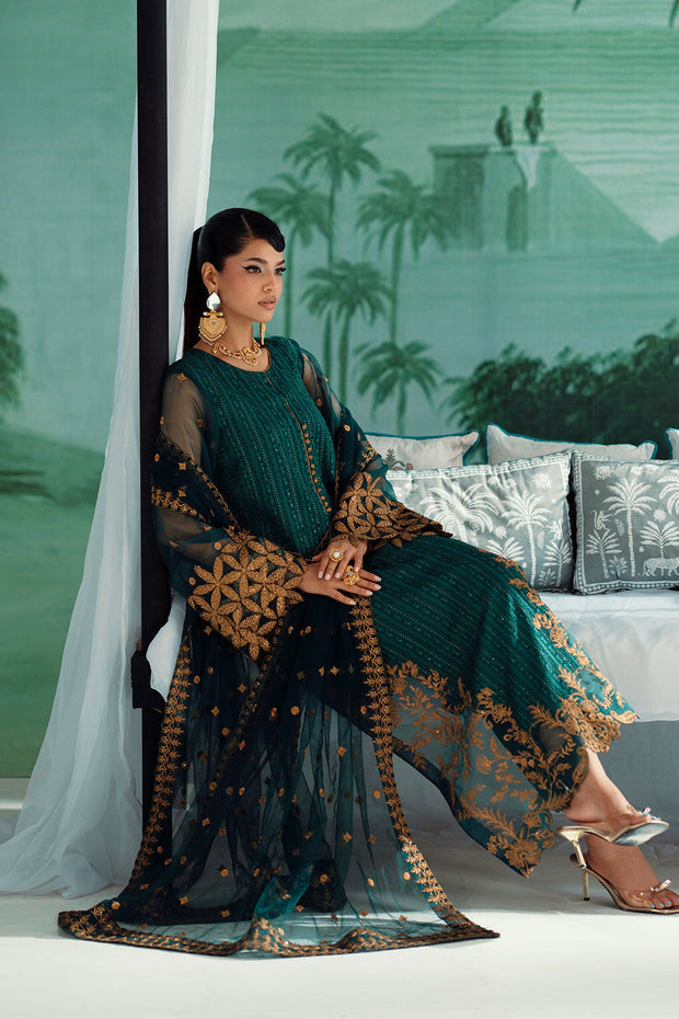 Green Embroidered Organza Ensemble Pakistani Designer Dress