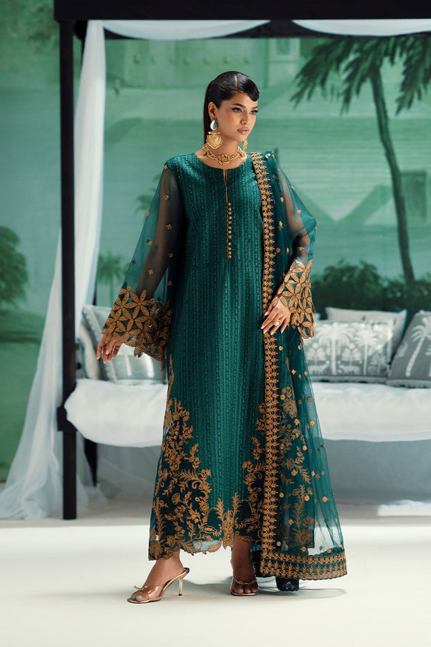 Green Embroidered Organza Ensemble Pakistani Designer Dress